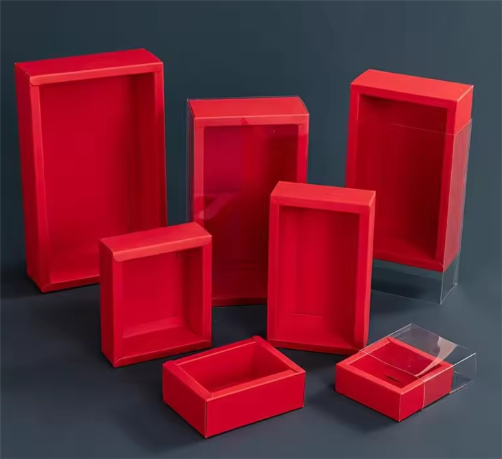 Folding Window Drawer Packaging Kraft Paper Gift Box For Tea Dessert Cake Paper Box With Full See Through PVC Lid